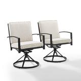 Kaplan 2Pc Outdoor Metal Dining Swivel Chair Set Oatmeal/Oil Rubbed Bronze - 2 Swivel Chairs - Crosley KO60026BZ-OL