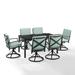 Kaplan 7Pc Outdoor Metal Dining Set Mist/Oil Rubbed Bronze - Table & 6 Swivel Chairs - Crosley KO60022BZ-MI