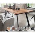 Massivholz »Thor« Akazie Baumkante-Tisch II 260x100 cm / 55mm / Akazie grau gesandstrahlt / Metall matt schwarz pulverbeschichtet