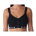 Theya Healthcare Peony Bamboo Non Wired Front Fastening Zip Bra in Black, Post Surgery Bra, Mastectomy Bra (L)