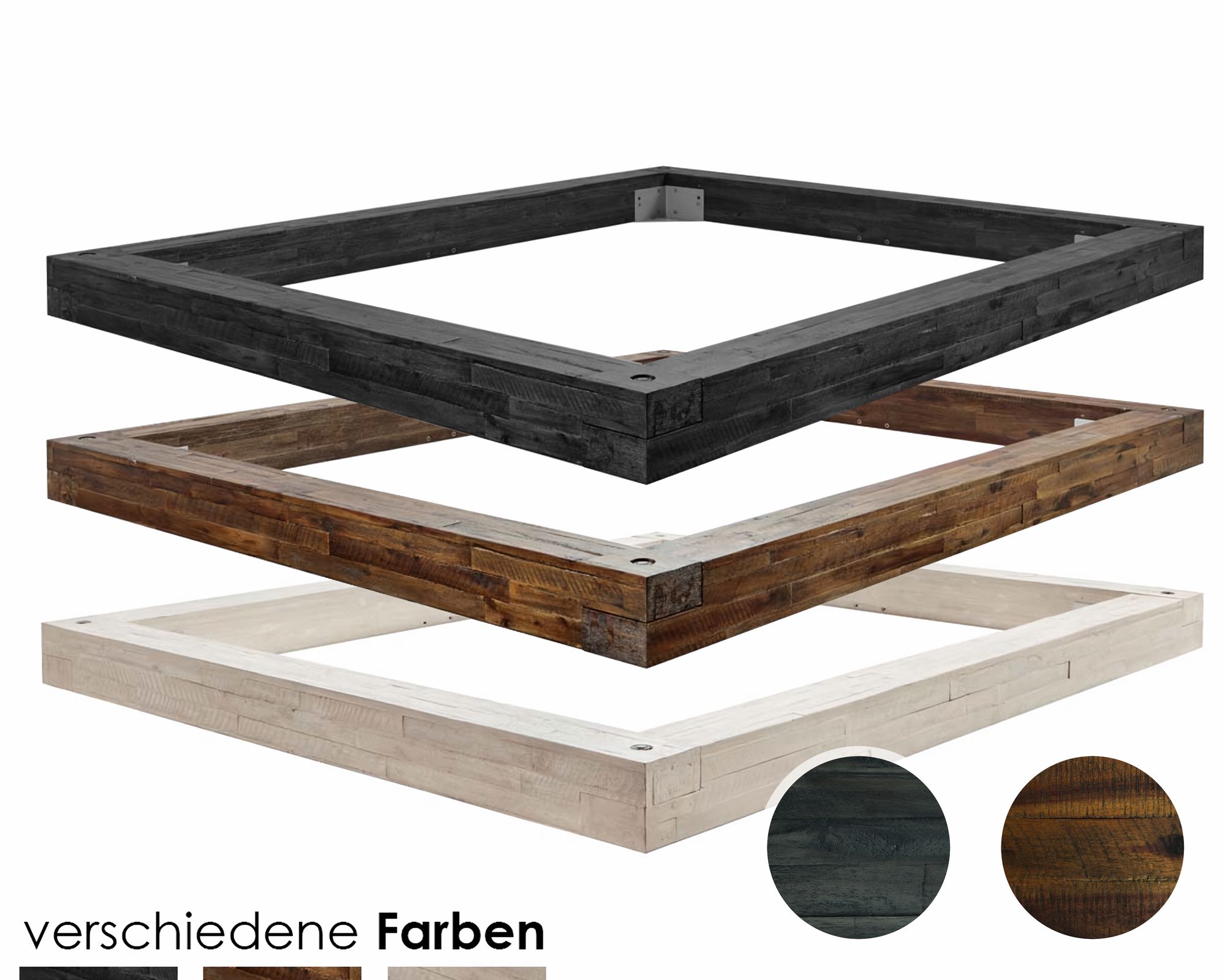 Hasena Factory-Line Bettrahmen Bloc 16 160x210 cm / Akazie Vintage braun, lackiert