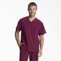 Dickies Men's Eds Essentials V-Neck Scrub Top - Wine Size 5Xl (DK635)