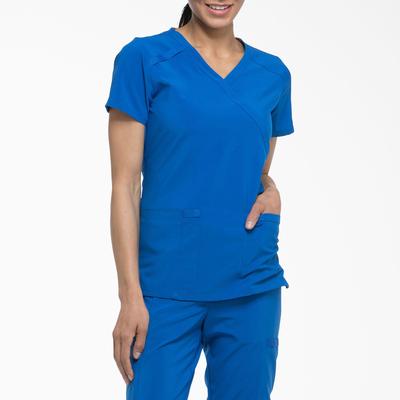 Dickies Women's Eds Essentials Mock Wrap Scrub Top - Royal Blue Size S (DK625)