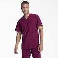 Dickies Men's Eds Essentials V-Neck Scrub Top With Patch Pockets - Wine Size L (DK645)