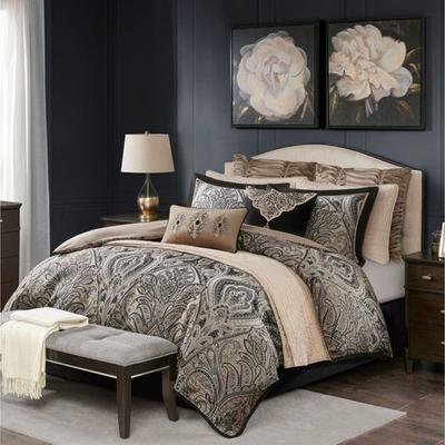 Grandover Comforter Bed Set Black, King, Black