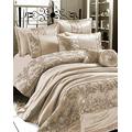 QM-Bedding® Luxuries GIGI EMBROIDERED Satin Silk Duvet Quilt Cover Set Or,Bedspread Bed Set (Mink/Champagne, Bed Throw + shams)