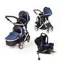 Kids Kargo Double Tandem Duellette Baby & Tot + Iso-Fix Car Seat and Base (Blueberry)