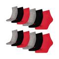 12 pair Puma Sneaker Quarter Socks Unisex Mens & Ladies, Socken & Strümpfe:43-46, color:232 - black / red