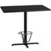 30'' x 48'' Rectangular Black Laminate Table Top with 22'' x 30'' Bar Height Table Base and Foot Ring - Flash Furniture XU-BLKTB-3048-T2230B-3CFR-GG