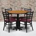 36'' Round Natural Laminate Table Set with X-Base and 4 Ladder Back Metal Chairs - Burgundy Vinyl Seat - Flash Furniture HDBF1007-GG