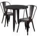 30'' Round Black-Antique Gold Metal Indoor-Outdoor Table Set with 2 Cafe Chairs - Flash Furniture CH-51090TH-2-18CAFE-BQ-GG