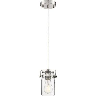 Nuvo Lighting 68151 - 1 Light Polished Nickel Finish with Clear Glass Shade Mini Pendant (ANTEBELLUM 1 LT MINI PENDANT)