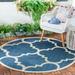 Blue/Navy 63 x 0.25 in Area Rug - Winston Porter Herefordshire Geometric Machine Made Power Loom Polypropylene Blend Indoor/Outdoor Area Rug in Navy/Beige | Wayfair