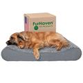 Furhaven Orthopädisches Hundebett für große Hunde mit abnehmbarem, waschbarem Bezug, für Hunde bis zu 68 kg – Ultra Plüsch Kunstfell & Wildleder Luxe Liege Konturmatratze – Grau, Jumbo Plus/XXL