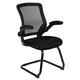 Flash Furniture Black Mesh Sled Base Side Reception Chair with Flip-Up Arms