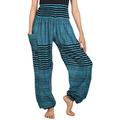 Lofbaz Damen Streak Haremshose mit gesmoktem Bund Light Blau Size M