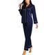 LONXU Damen Seide Schlafanzug Pyjama Blau XXX-Large