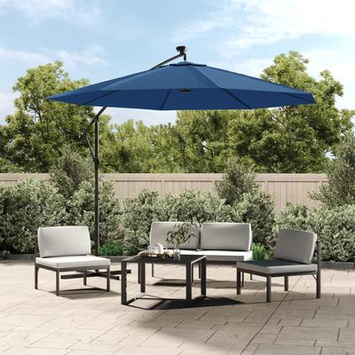 vidaXL Parasol déporté à LED et mât en acier 300 cm Azuré