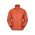 Mountain Warehouse Featherweight Mens Down Jacket - Lightweight Winter Coat, Easy Care, Packaway Bag, Water Resistant Rain Jacket – for Camping, Travelling & Walking Orange L
