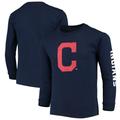 Youth Soft as a Grape Navy Cleveland Indians Sleeve Hit Logo Long T-Shirt