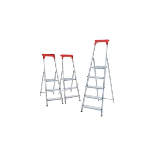 3 Alu-Stufenleitern, 2x Stufenleiter mit 3 Stufen + 1x Stufenleiter mit 5 Stufen