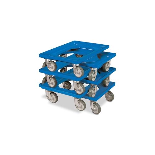 6x Logistikroller/Kistenroller für Behälter 600 x 400 mm, Tragkraft 250 kg, blau