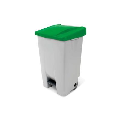 BRB Tretabfalleimer mit Rollen, Inhalt 80 Liter, HxBxT 740 x 490 x 420 mm, Korpus grau, Deckel grün Image