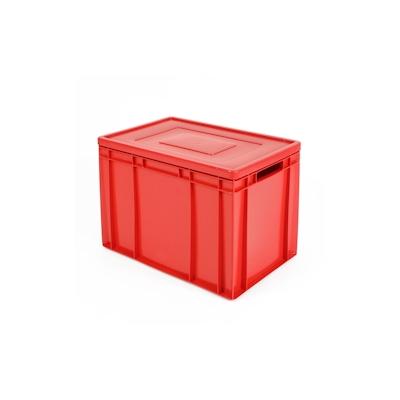 BRB Stapelbehälter mit Deckel, Industriequalität, Euro-Maß LxBxH 600 x 400 x 420 mm, 83 Liter, lebensmittelecht, grau Image