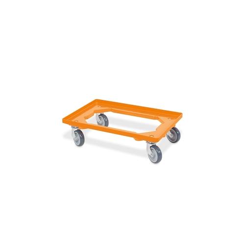 7x Logistikroller/Kistenroller für Behälter 600 x 400 mm, Tragkraft 250 kg, orange