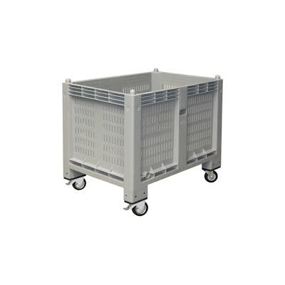 BRB Palettenbox, Wände durchbrochen/Boden geschlossen, mit 4 Lenkrollen, 2 Feststellbremsen, LxBxH 1200x800x1000 mm Image