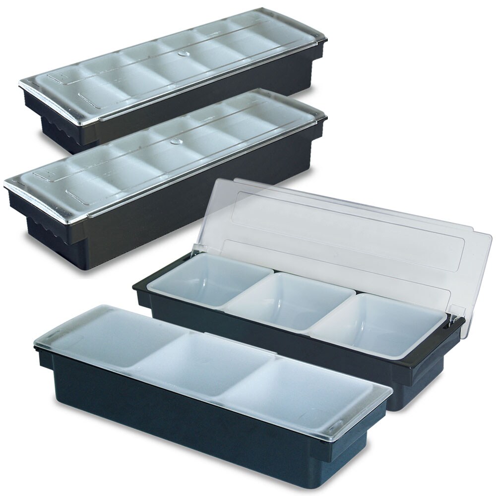 BRB Set, 4 Zutatenbehälter/Gewürzbehälter m. transparentem Deckel, 2x Behälter mit 3 Einsatzen, 2x Behälter mit 6 Einsätzen Image