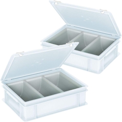 BRB 2x Euro-Besteckkoffer, mit 3-Mulden-Einsatz, LxBxH 400 x 300 x 130 mm, Inhalt je Mulde ca. 2 Liter, weiß Image