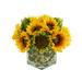 Sunflower Floral in Vase Plastic/Polysilk in Green/Yellow Laurel Foundry Modern Farmhouse® | 12 H x 13 W x 13 D in | Wayfair