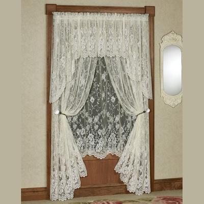 Enchanting Roses Lace Curtain Panel, 56 x 95, Ivory