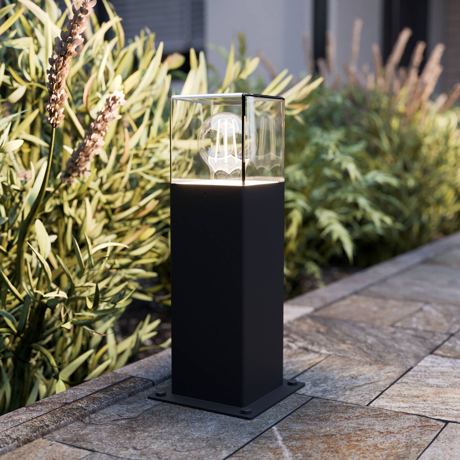 Sockelleuchte aussen Keke Lucande, dimmbar, schwarz, Aluminium, Modern, Außenleuchte