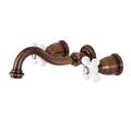 Kingston Brass Vintage Wall Mounted Bathroom Faucet, Ceramic in White/Brown | Wayfair KS312PXAC