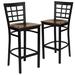 Lark Manor™ Prompton Window Back Metal Restaurant Barstool Wood/Metal in Black/Brown | 41.75 H x 16 W x 19 D in | Wayfair