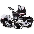 Pram Pushchair Stroller Complete Set with car seat Matrix GO by ChillyKids White & Red 3in1 with car seat