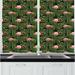 East Urban Home Flamingo Repetitive Pattern of Exotic Bird & Monstera Leaves Kitchen Curtain Polyester | 39 H x 55 W x 2.5 D in | Wayfair