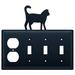Village Wrought Iron Cat 4-Gang Duplex Outlet/Toggle Light Switch Combination Wall Plate in Black | 8 H x 8.25 W x 0.17 D in | Wayfair EOSSS-6