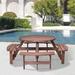 Rosecliff Heights Mcavoy Patio Picnic 5 Piece Dining Set Wood in Brown | 27.5 H x 43.5 W x 43.5 D in | Wayfair 2319E662A56B448C80C532E6E56065B4