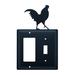 Village Wrought Iron Rooster 2-Gang Toggle Light Switch/Rocker Combination Wall Plate in Black | 8 H x 4.63 W x 0.17 D in | Wayfair EGS-1