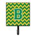 Ebern Designs Piru Letter C Chevron Garnet Wall Key Organizer w/ Key Hooks Metal in Green/Yellow | 5.75 H x 4.25 W x 1.25 D in | Wayfair