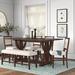 Kelly Clarkson Home Chiara 6 - Person Solid Wood Dining Set Wood/Upholstered in Brown/Gray | Wayfair 292BC999EF5D41A2A9CBB3FBC4A7FF34