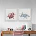 Isabelle & Max™ Abbott Horned Dinosaurs 2-Piece Framed Art Set Paper in Blue/Red | 12 H x 12 W x 1.5 D in | Wayfair