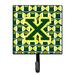 Ebern Designs Chaman Letter Z Football Wall Key Organizer w/ Key Hooks Metal in Green/Yellow | 5.75 H x 4.25 W x 1.25 D in | Wayfair