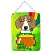 The Holiday Aisle® Wirehaired Dachshund St. Patrick's Day Hanging Prints Wall Décor Metal in Blue/Gray/Green | 12 H x 16 W x 0.03 D in | Wayfair