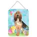 The Holiday Aisle® Easter Eggs Basset Hound Hanging Prints Wall Décor Metal in Blue/Gray | 12 H x 16 W x 0.03 D in | Wayfair