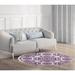 Indigo/White 60 x 60 x 0.08 in Area Rug - Bungalow Rose Power Loom Plum/Purple/Ivory Rug Polyester | 60 H x 60 W x 0.08 D in | Wayfair