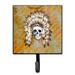 Williston Forge Benkelman Day of the Dead Skull Wall Key Organizer w/ Key Hooks Metal in Brown/Orange | 5.75 H x 4.25 W x 1.25 D in | Wayfair